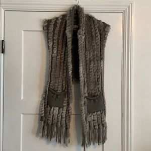 NEVER WORN RABBIT FUR GREY VEST